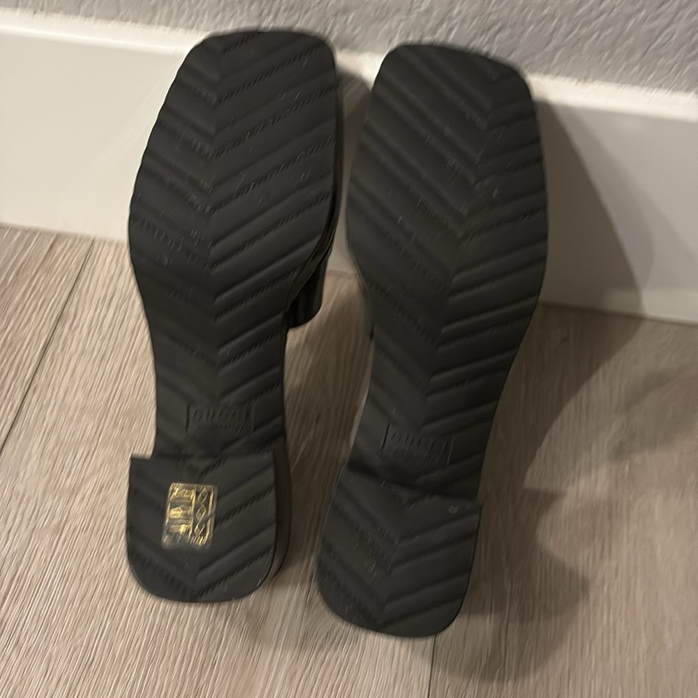 Gucci  black rubber logo platform  slides shoes Sz 38 EU /8 US New No box - Picture 12 of 13